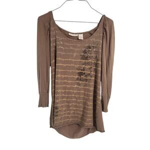 DKNY Jeans Brown Hooded Top Womens Size Large L